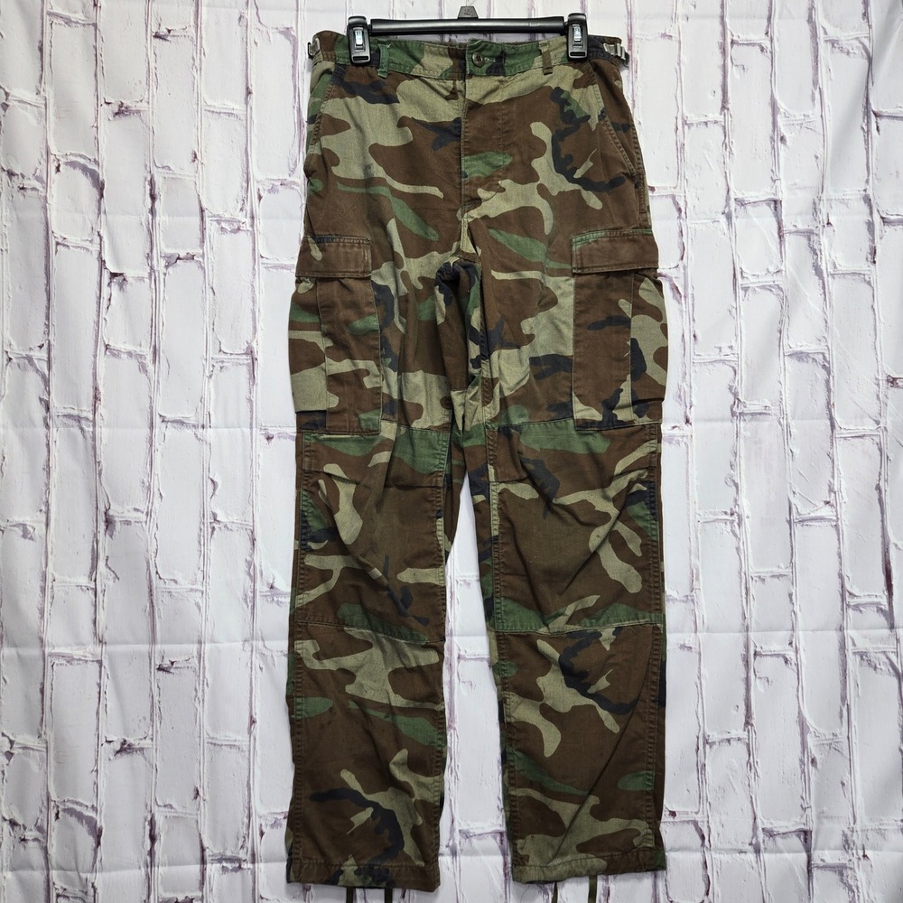 US Military Woodland Camo Cargo Pants‎ Small Regular Adjustable Waist 27"/31"